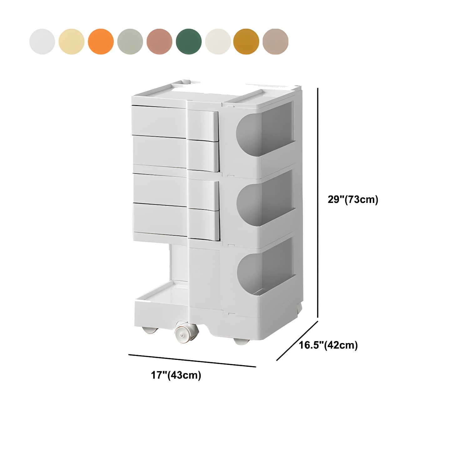 Modern Plastic Night Table Open Storage Night Stand with Wheels thumbnail 24