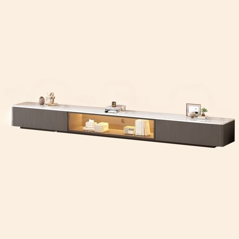 Modish Sintered Stone TV Stand with 2-Drawer, Cabinet & Cable Management Living Room thumbnail 4