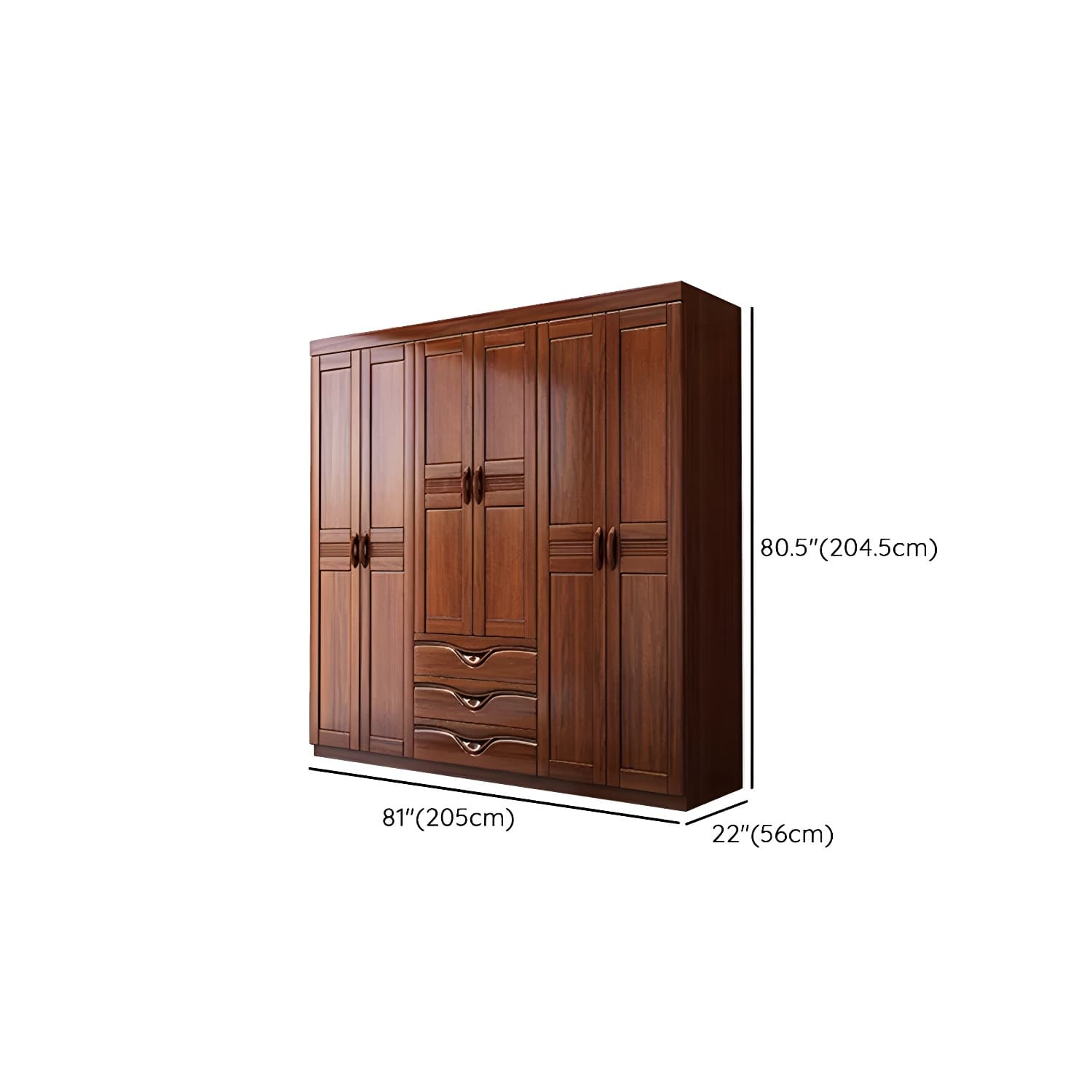 Wood Brown Rustic Wardrobe Armoire with Drawers & Shelves, Walnut Finish thumbnail 28
