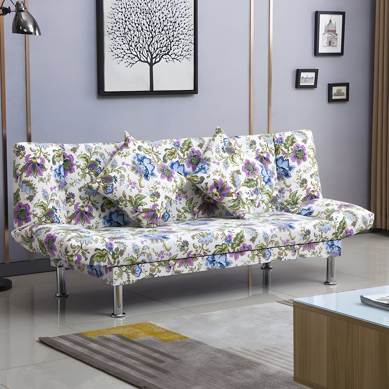 Silver Transitional Modern Tight Back Sofa Bed 29.53"High Armless Sofa Bed thumbnail 37