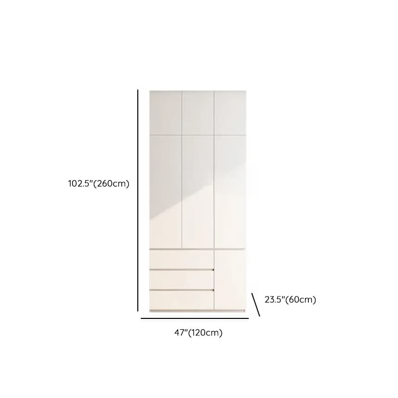Minimalist Chalk Wooden Cabinet Armoire with Soft Close Drawer, Soft Close Door, Interior Shelves, and Clothing Rod thumbnail 9