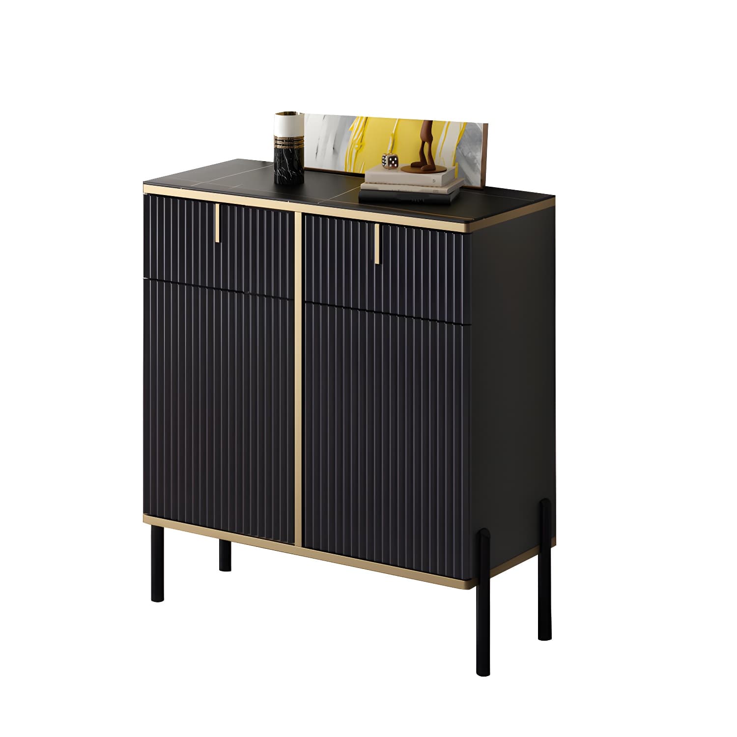 Glam Style Sideboard Stone Side Board with Drawers and Cabinets thumbnail 8