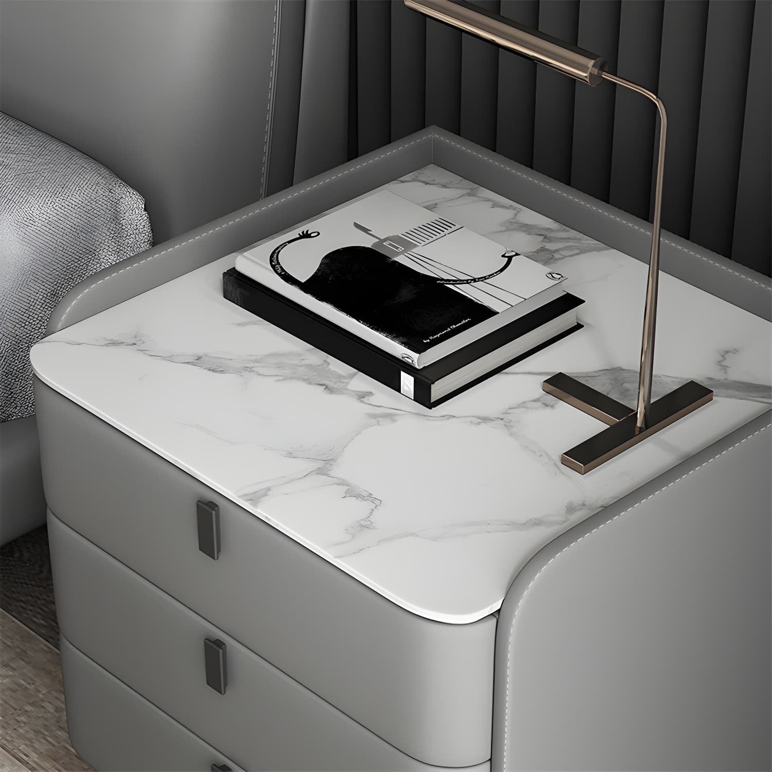 Wooden Nightstand with 3 Drawers Contemporary 25" Tall Nightstand thumbnail 15