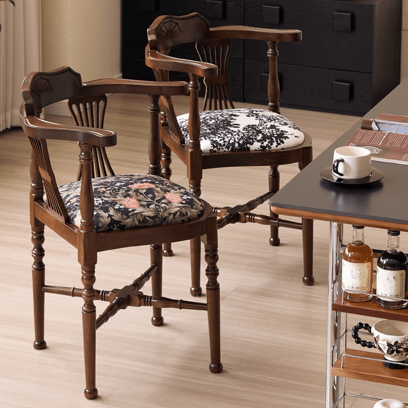 Drawing Room Arm Chair with Cushion, Arms, Natural Wood Legs, Low Back, and Foot Pads thumbnail 6