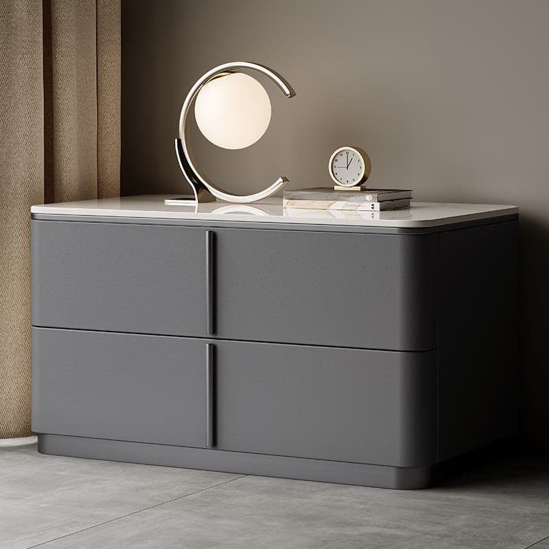 Modish Drawer Storage Bedside Table with 2 Drawers and Sintered Stone Countertop thumbnail 6