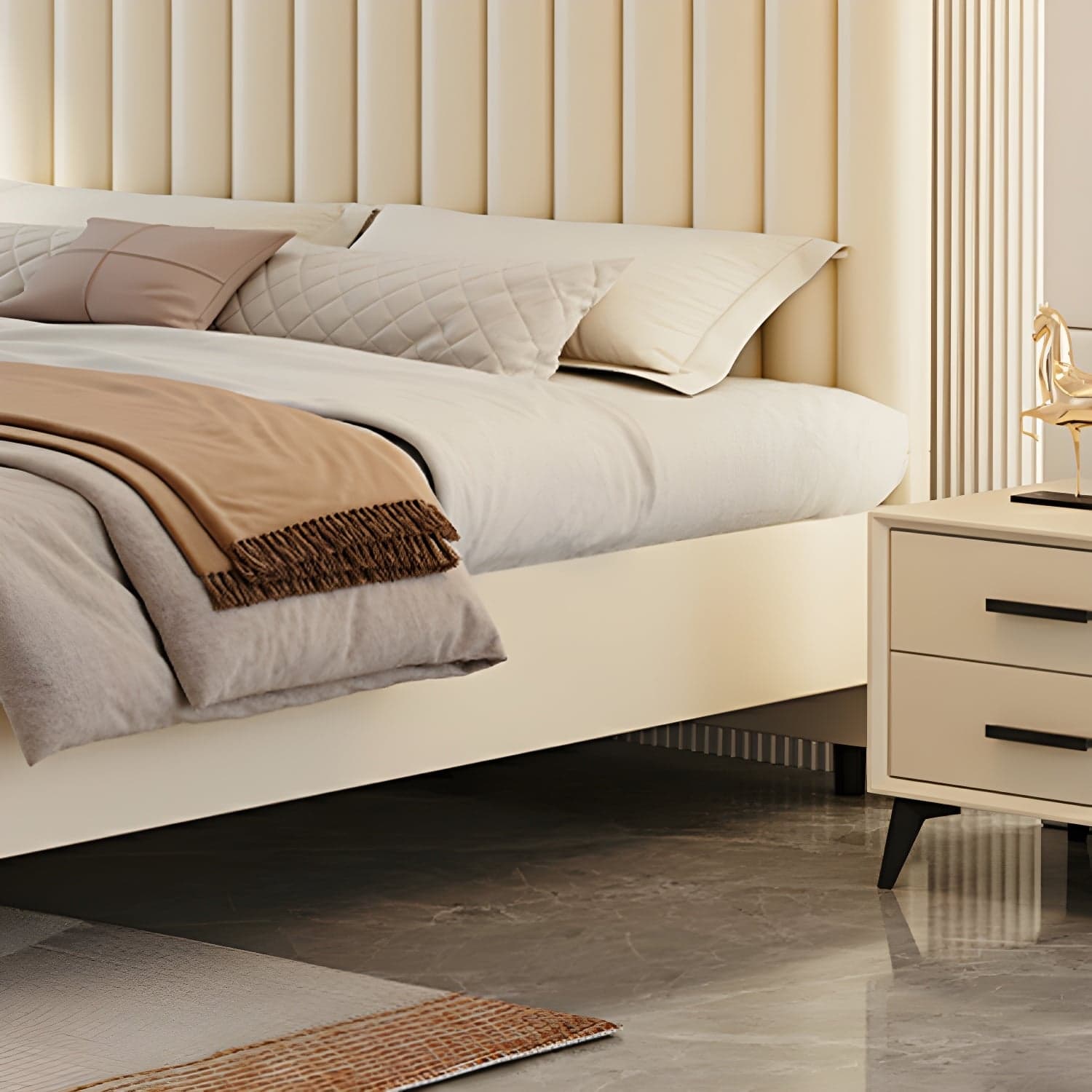 Pine Solid Wood Bed Headboard Freestanding Modern Leather Panel thumbnail 16