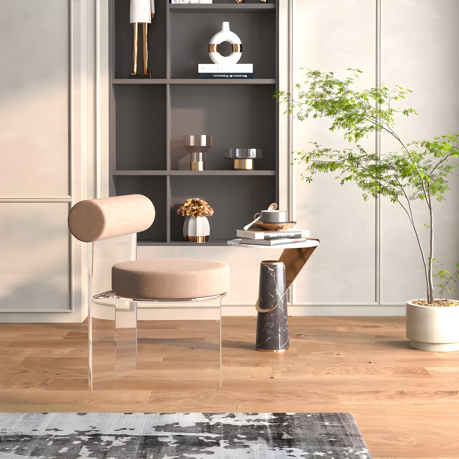 Modern Clear Leg Side Chair with Solid Back and Low Back Heights for Kitchen & Dining thumbnail 17