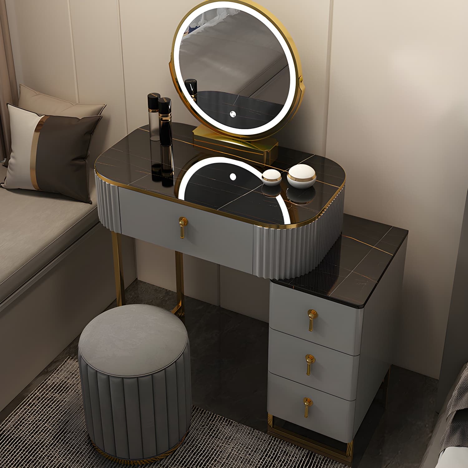 Contemporary Makeup Vanity Desk Table 29.9" H Bedroom Makeup Counter thumbnail 7