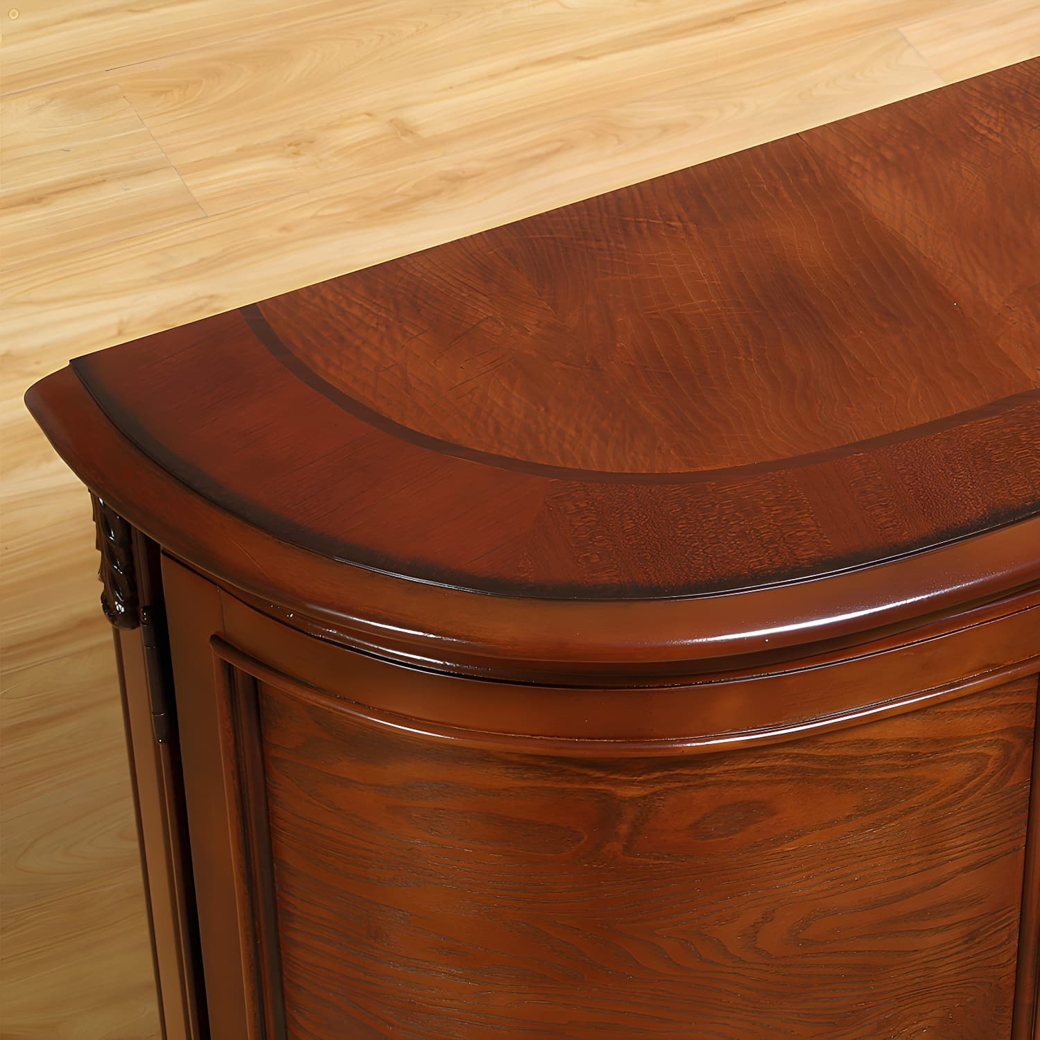 Traditional Style Wood Sideboard Credenza with 4 Cabinets and Drawers and 3 Interior Shelves thumbnail 4