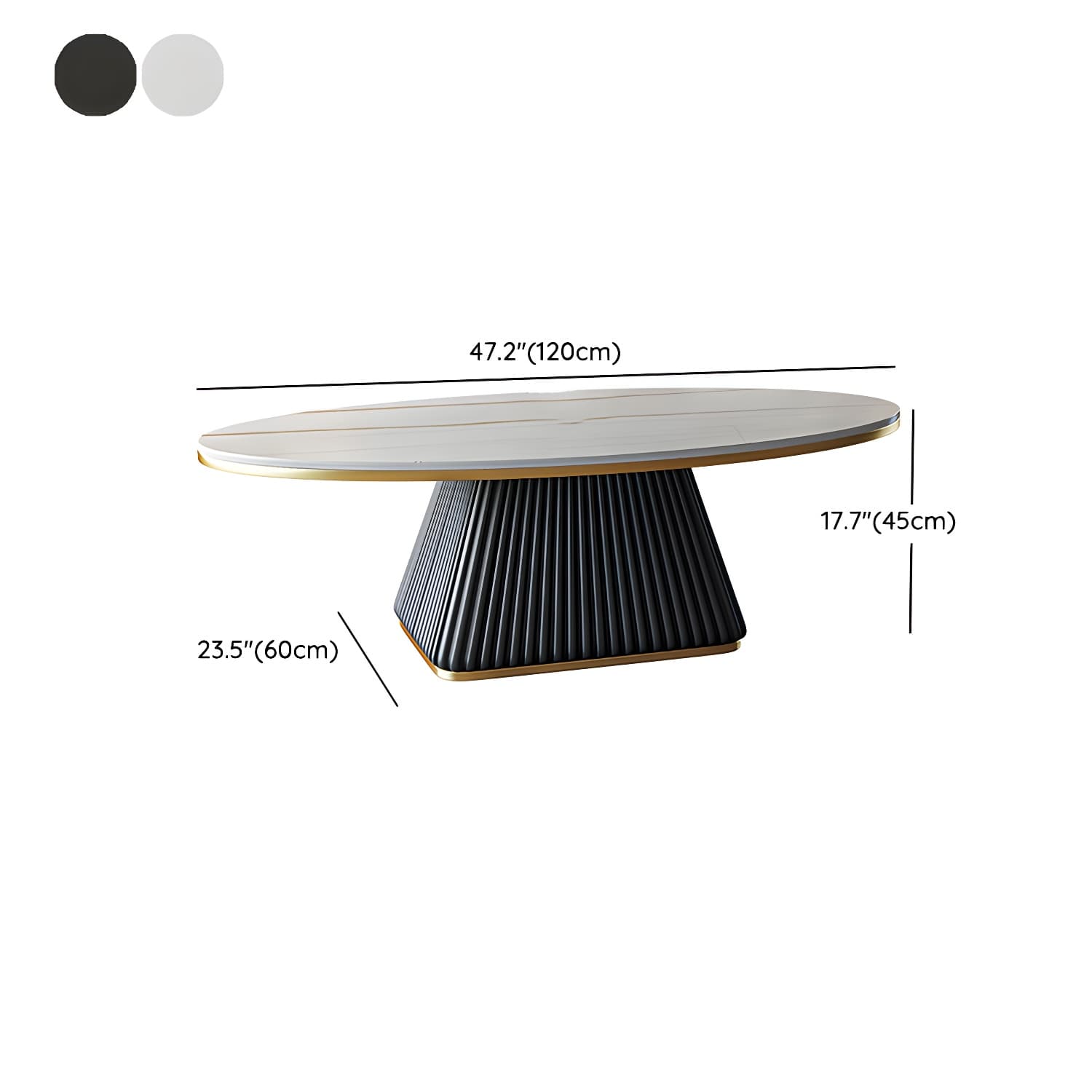 Glam Single Coffee Table Oval Pedestal Coffee Cocktail Table thumbnail 24