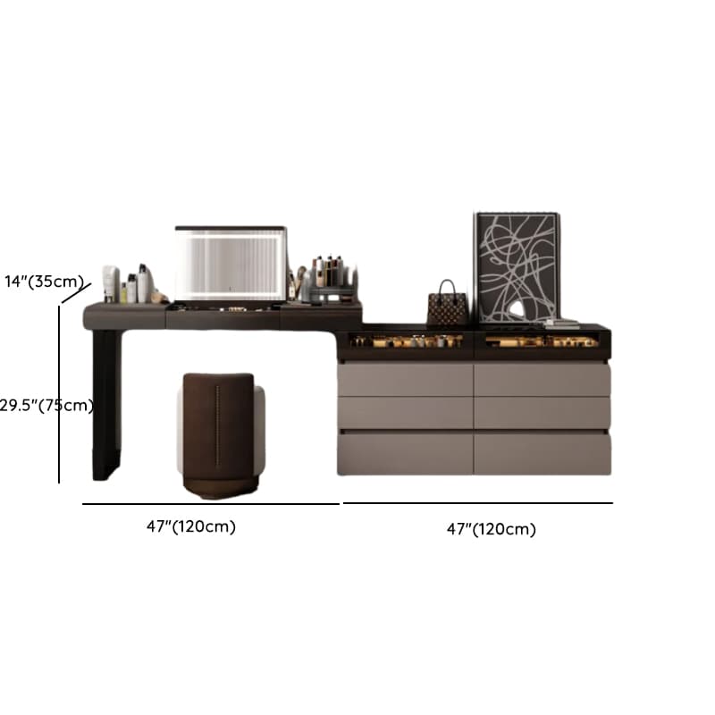 Space-saving Vanity Set with 7/11 Drawers, Lighting, Dividers, 2-in-1 Design, and Adjustable Touch Brightness thumbnail 12