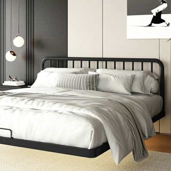 Modern Iron Open-Frame Bed with Solid Color, Metal Slats, and Legs Included thumbnail 10