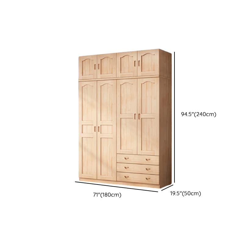 Modish Natural Color Reclaimed Wood Wardrobe Armoire with Soft Close Drawer, Soft Close Door thumbnail 20