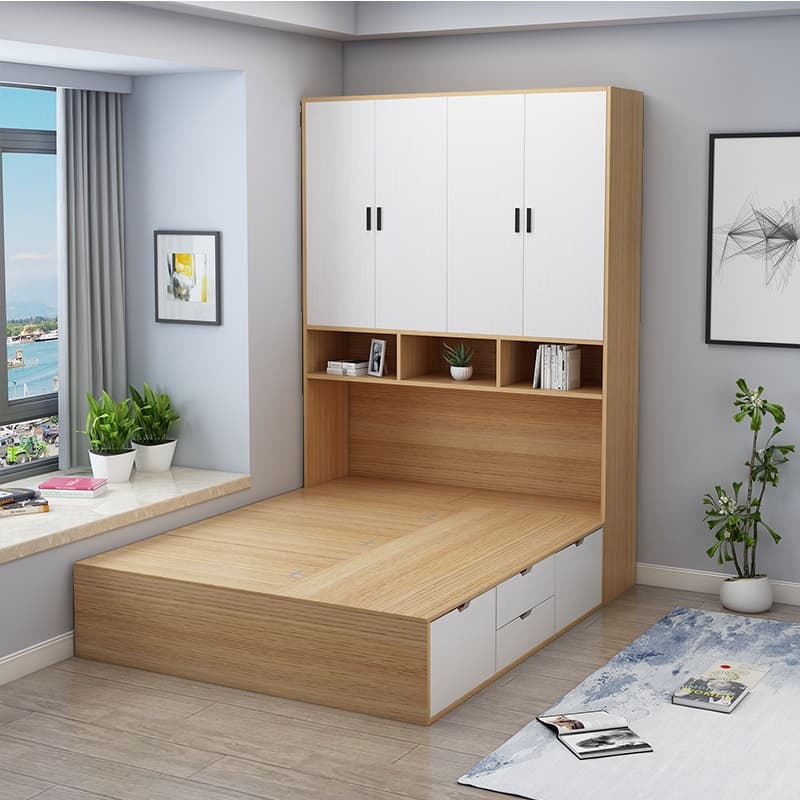 Natural Color Solid Color Storage Included with 4 Storage Boxes and Wardrobe for Bedroom thumbnail 1
