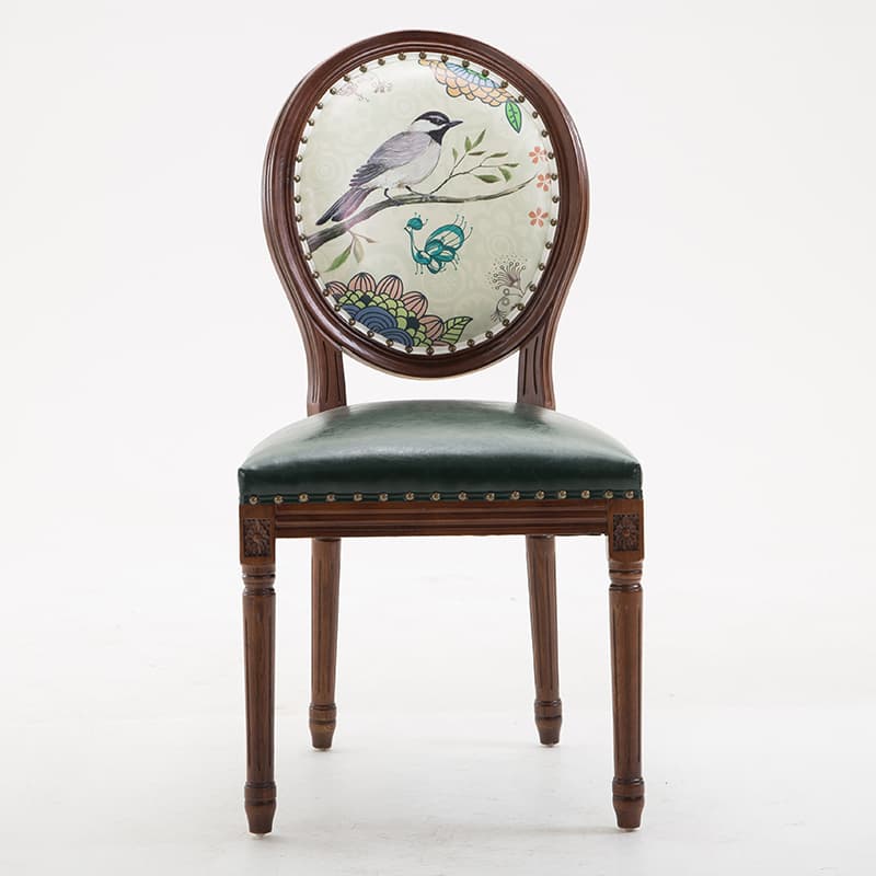 French Sturdy King Louis Back Upholstered Arm Chair/Side Chair with Nailhead Accent, Foot Pads and Weathered Wood Base thumbnail 9