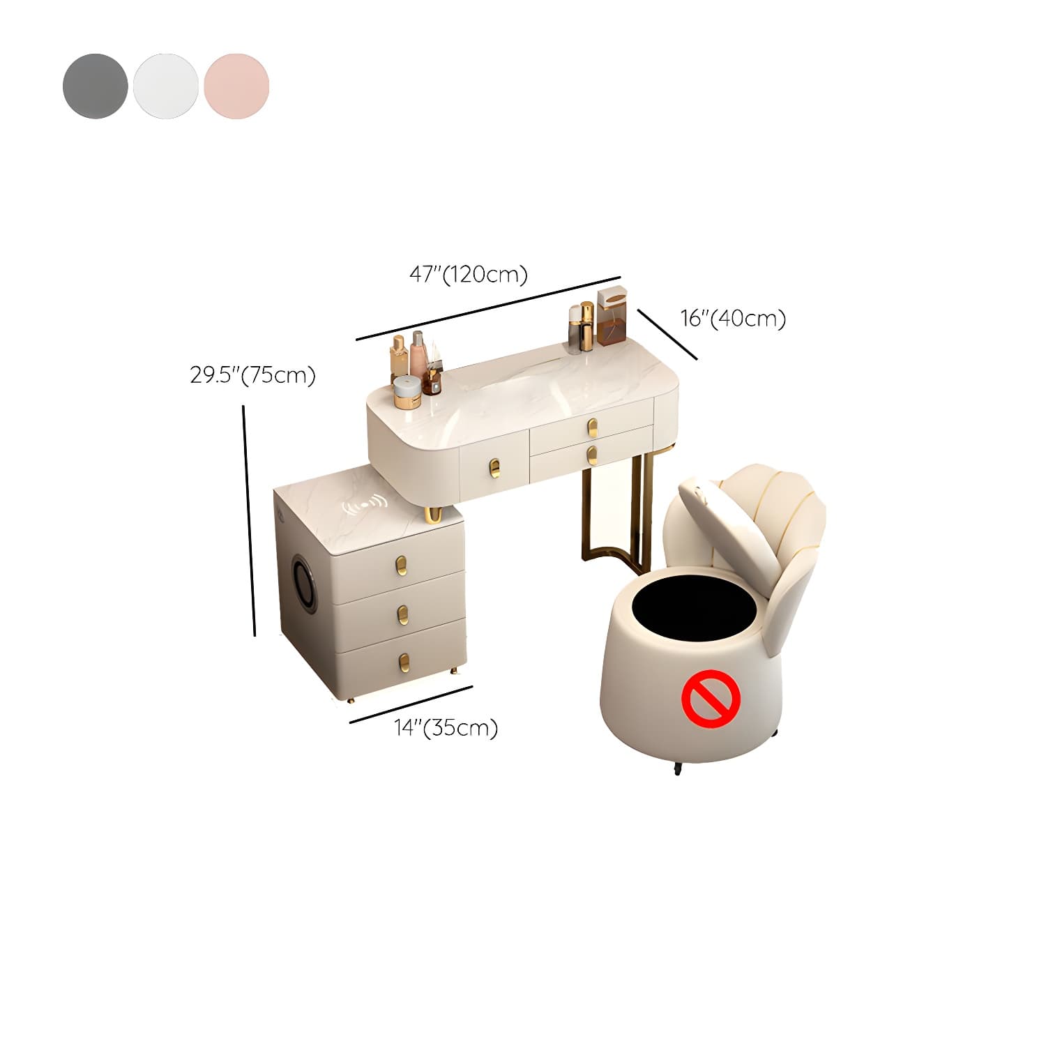 Lighted Mirror Vanity Dressing Table Set with Storage Drawers thumbnail 22