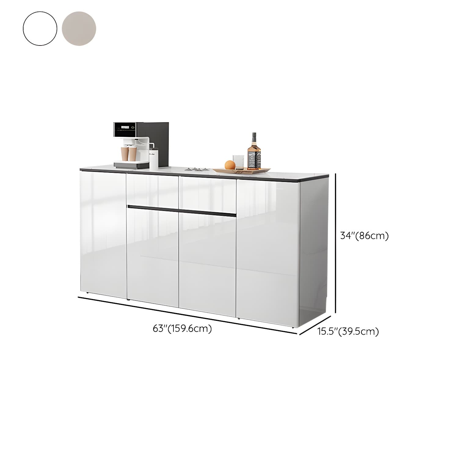 Contemporary Glass Top Sideboard Cabinet with Drawer for Living Room thumbnail 20