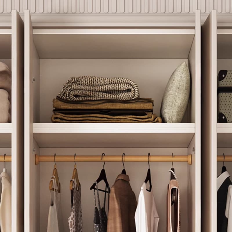 Modish Manufactured Wood Independent Armoire Cabinet with Soft Close Drawer, Soft Close Door, Interior Shelves, and Clothing Rod thumbnail 8