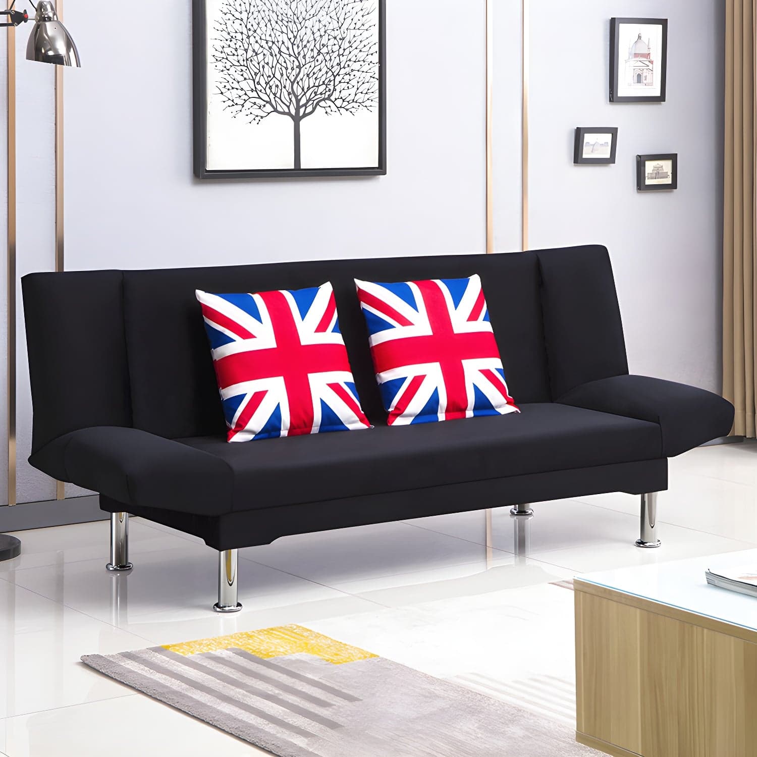 Silver Transitional Modern Tight Back Sofa Bed 29.53"High Armless Sofa Bed thumbnail 2
