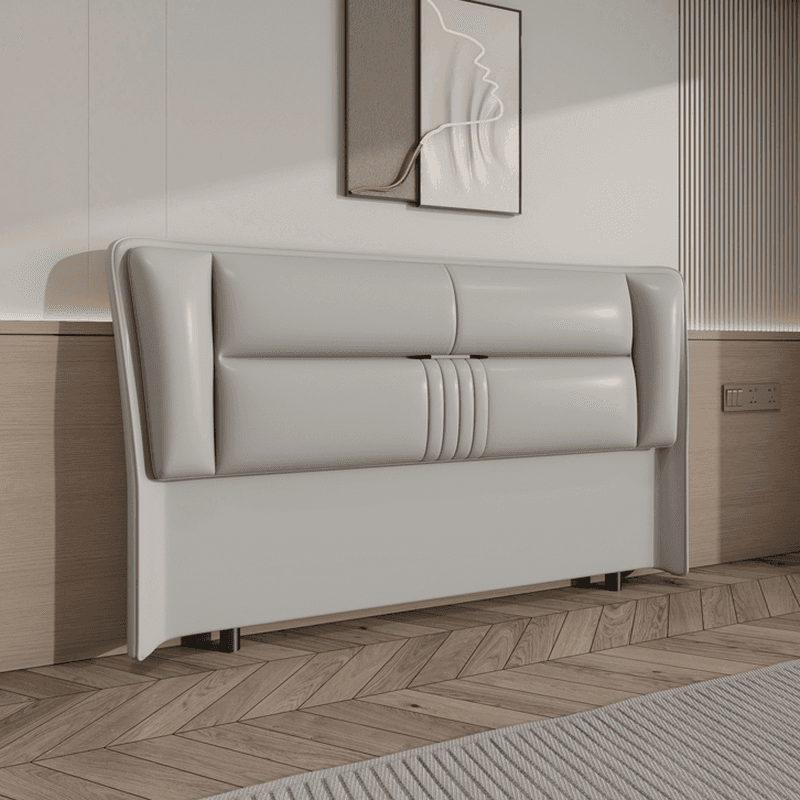 Trendy Wingback Headboard with No Distressing in Natural Wood, Rectangle Shape for Full/Queen Bed with Sponge Upholstery and Standard Height thumbnail 5