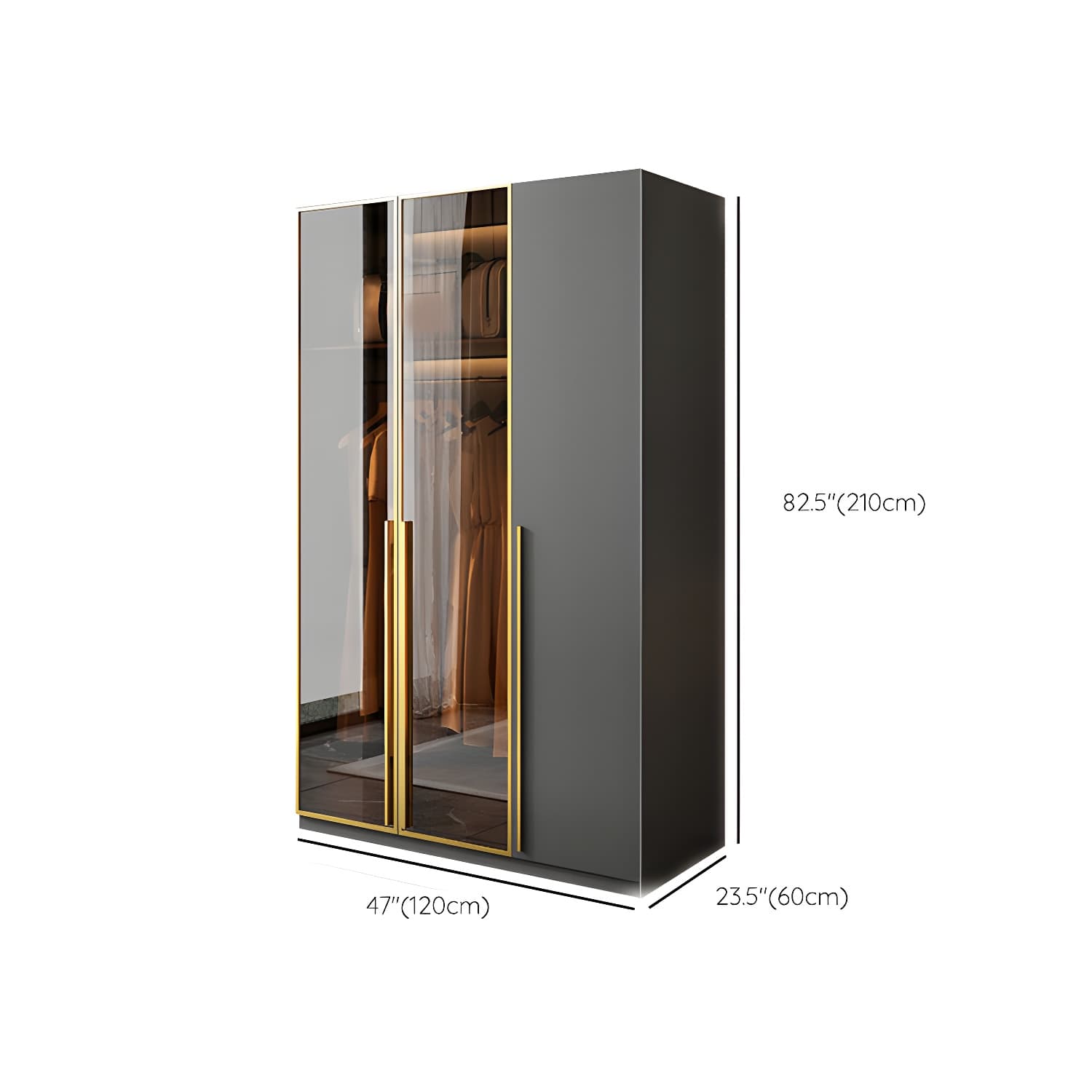 Modern Glass Wardrobe Wardrobe Armoire Wardrobe Cabinet for Home thumbnail 12