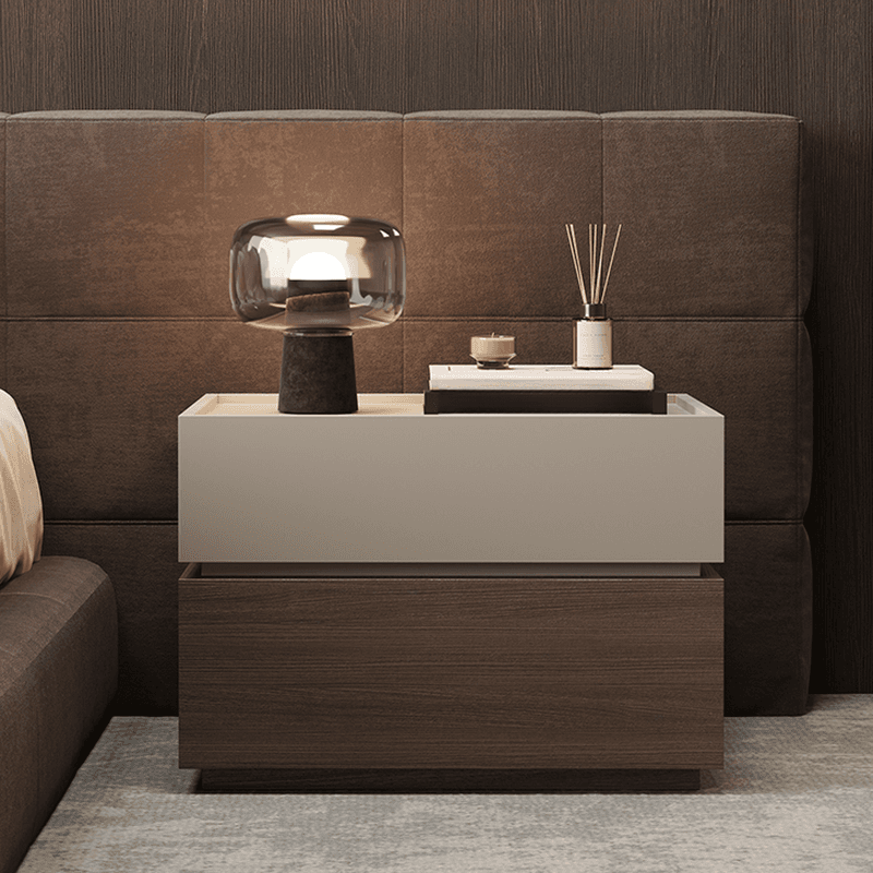 Organic Modern Nightstand With Drawer Organization Featuring 2 Drawers and Real Wood Countertop thumbnail 10