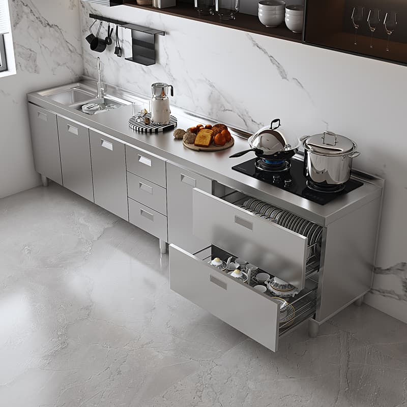 Simple Metallic Alloy Standard/Narrow Buffet Table with 2 Shelves, 4 Doors/3 Doors/2 Doors & Functional Storage Cabinet thumbnail 2