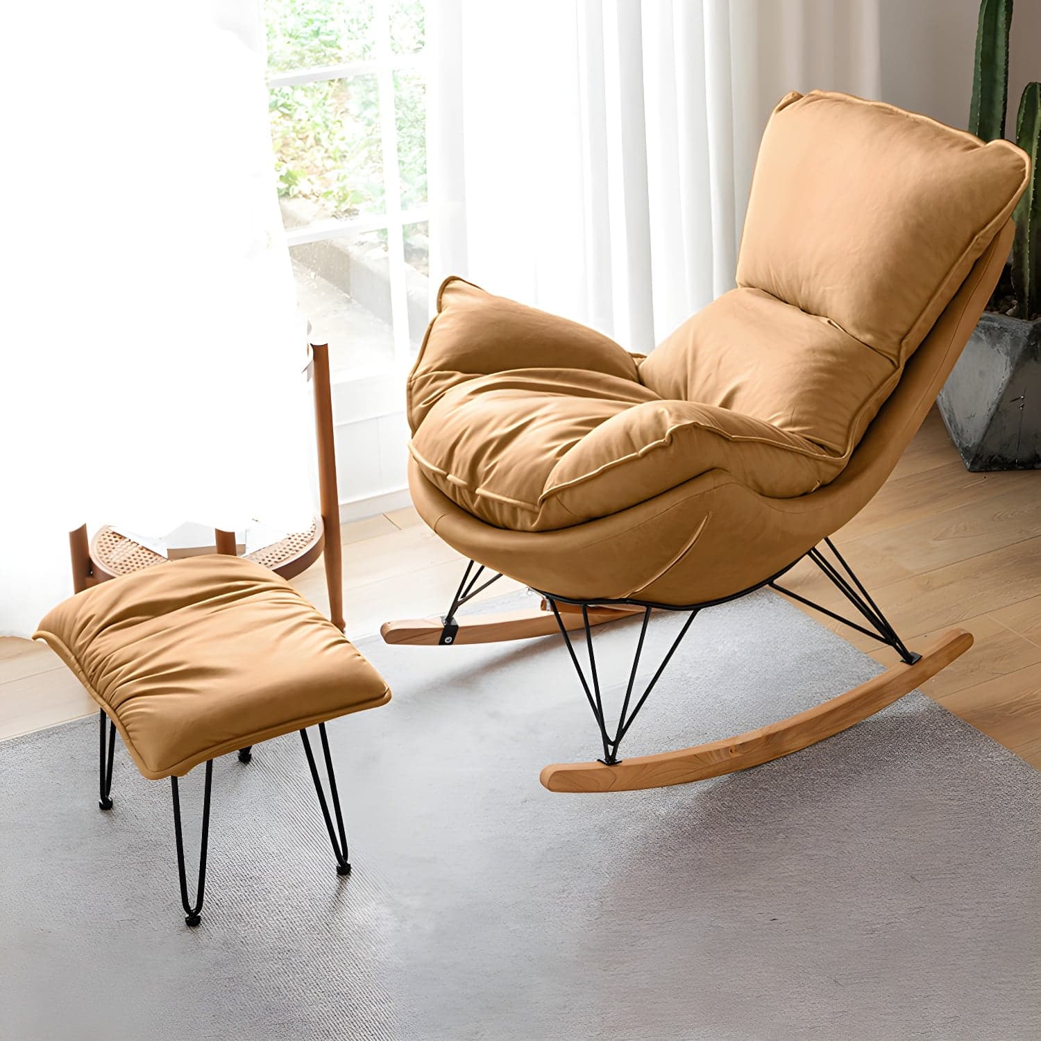 Modern Rocking Chair Solid Wood Rocker Chair with Light Legs thumbnail 6