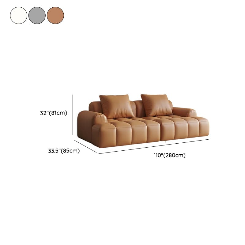 Modern Solid Color Tear Resistant Standard Sofa in Light Gray/Ivory/Citrus Color with 4-seater/Seats 5/3-seater and 2 Pillows thumbnail 15