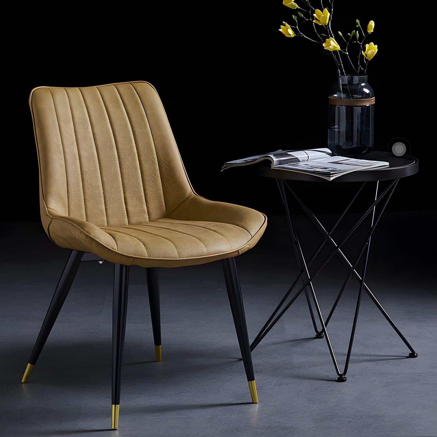 Scandinavian Leather Restaurant Side Chair Matte Finish Parsons Dining Chair thumbnail 23