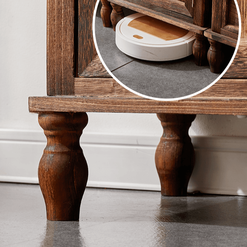 Classic Parlor Independent Accent Cabinet with Distressed Wood Finish, Damp-proof and Bun Feet thumbnail 8