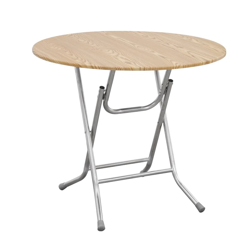 Art Deco Sepia/Natural Color/Cream Rounded Dining Table with Timber Top, Portable and Collapsible for 2 People thumbnail 10