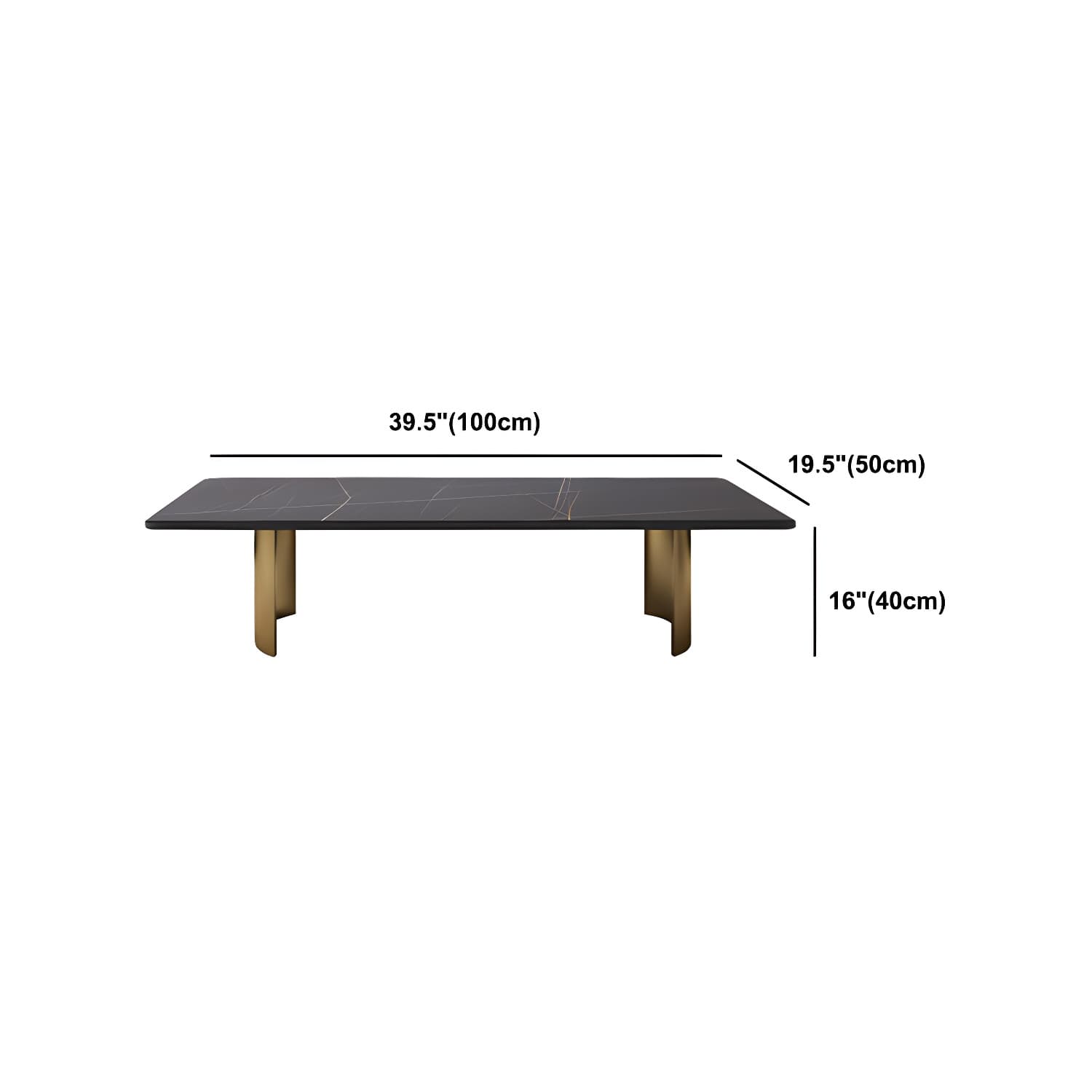 Glam 15.7" H Rectangle Slate Coffee Table Steel 2 Legs Cocktail Table thumbnail 12