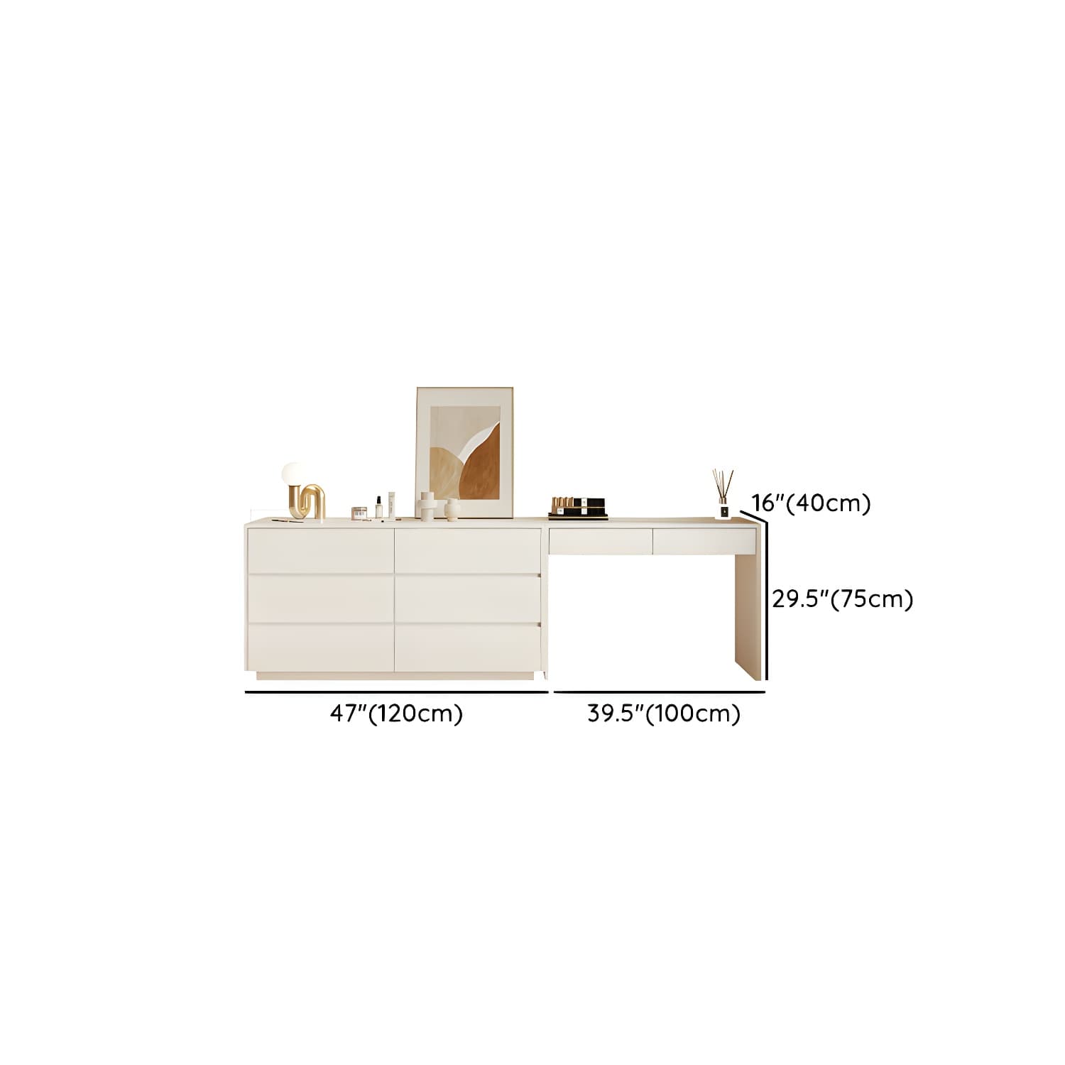 Modern Wood Vanity with Drawers, Large Size, Soft Close Glides, 40cm Width, 75cm Height thumbnail 13