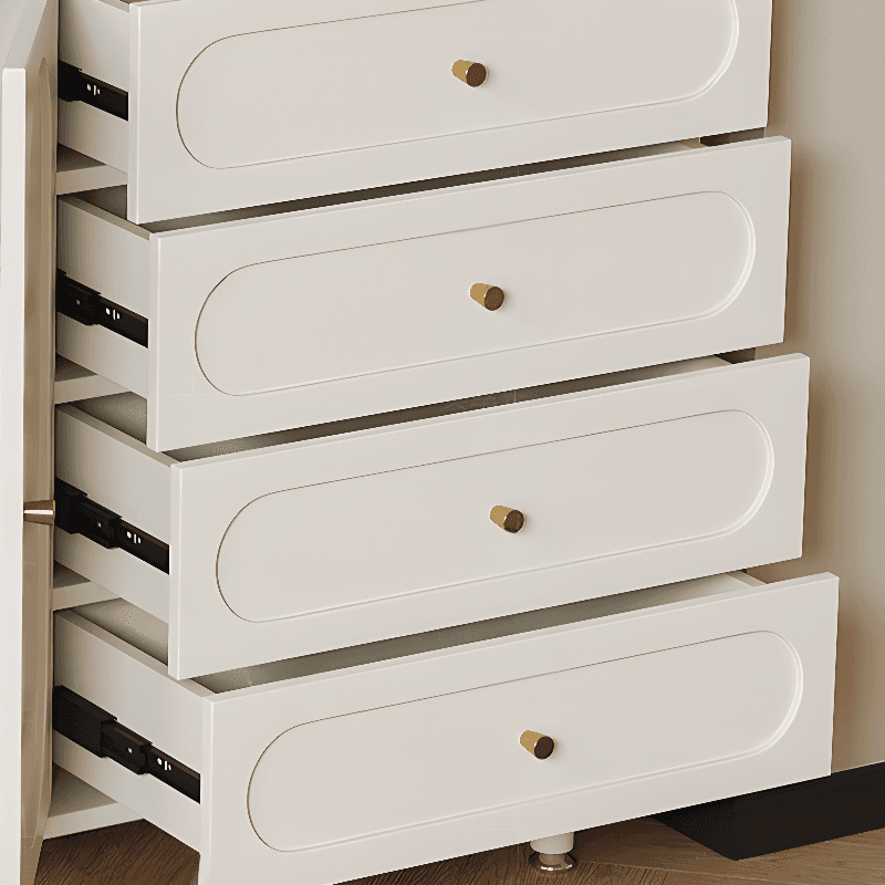 Chalk Modish Composite Wood Console Dresser with 5 Drawers and Hutch, 3 Interior Shelves, Horizontal thumbnail 4