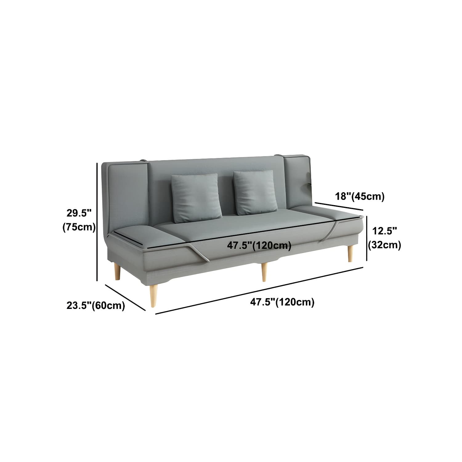 Contemporary Armless Convertible Sofa Linen Foldable Sofa for Apartment thumbnail 22