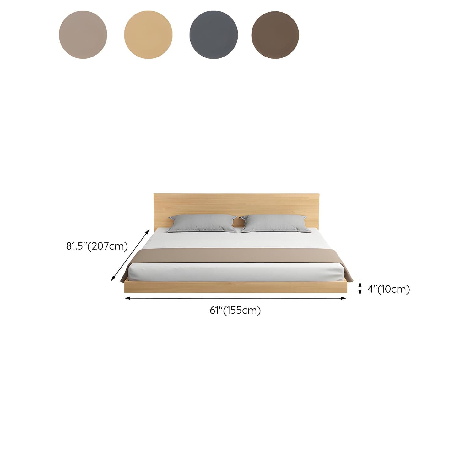 Solid Wood Platform Bed Mid-Century Modern Platform Bed Frame Mattress Included thumbnail 21