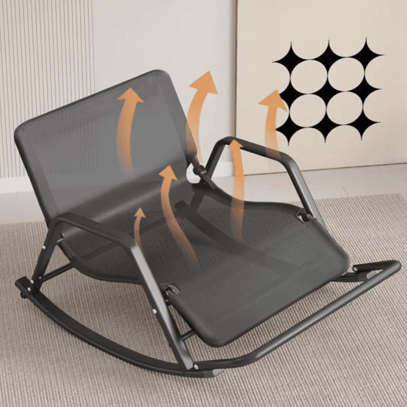 Black/Grey/Cerulean Simple Upholstered Rocking Seat for 2 with Padded Track Arm thumbnail 15
