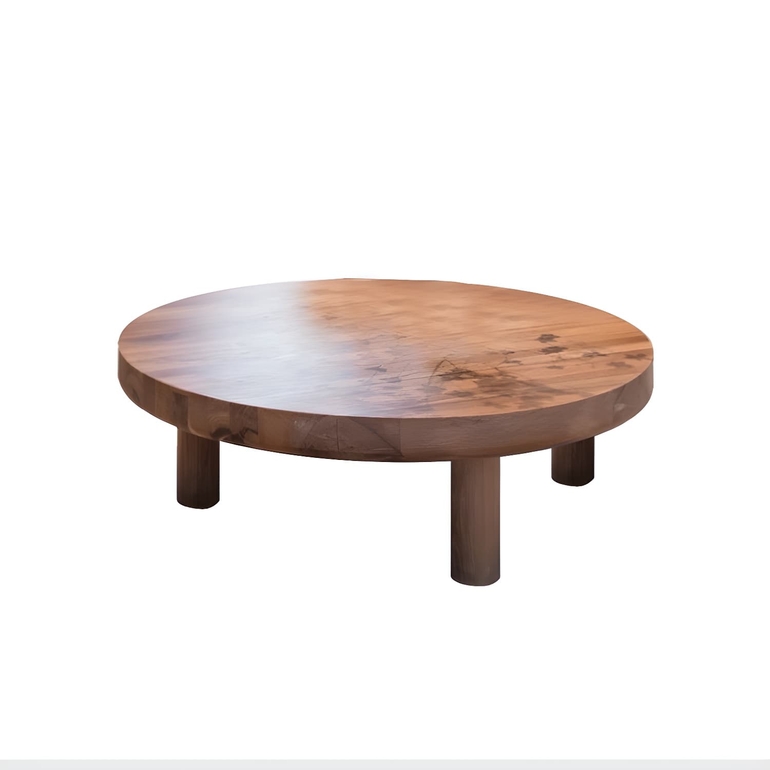 3 Legs 1 Single Coffee Table Solid Wood Brown Cocktail Table thumbnail 5