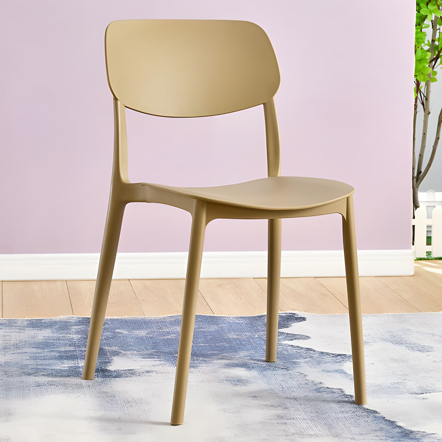 Scandinavian Stackable Armless Dining Chairs Plastic Open Back Dining Side Chair thumbnail 18