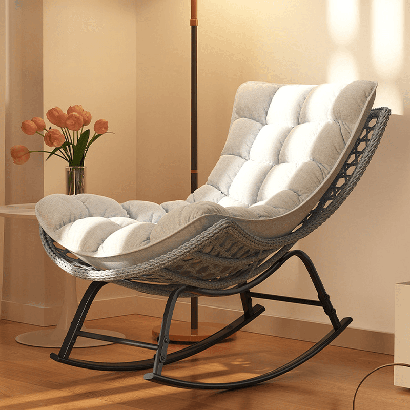 2 Piece Set/1 Piece Set Cushioned Rocking Chair with Ottoman in Resin with Rear in a Modern Simple Style thumbnail 14
