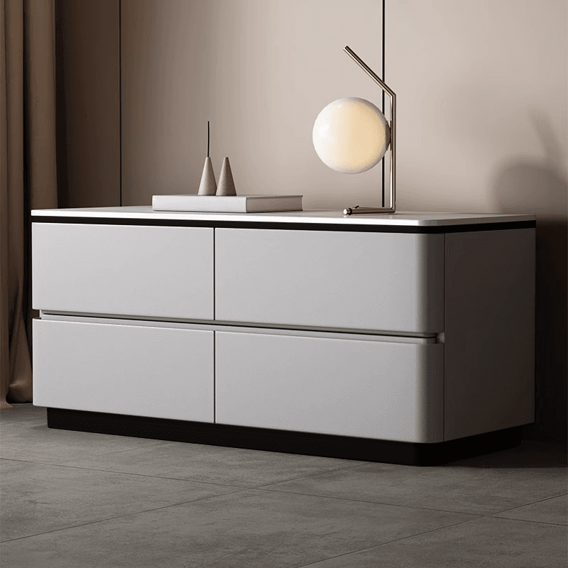 Modish Nightstand With Drawer Organization with 4 Drawers and Stone Tabletop thumbnail 5