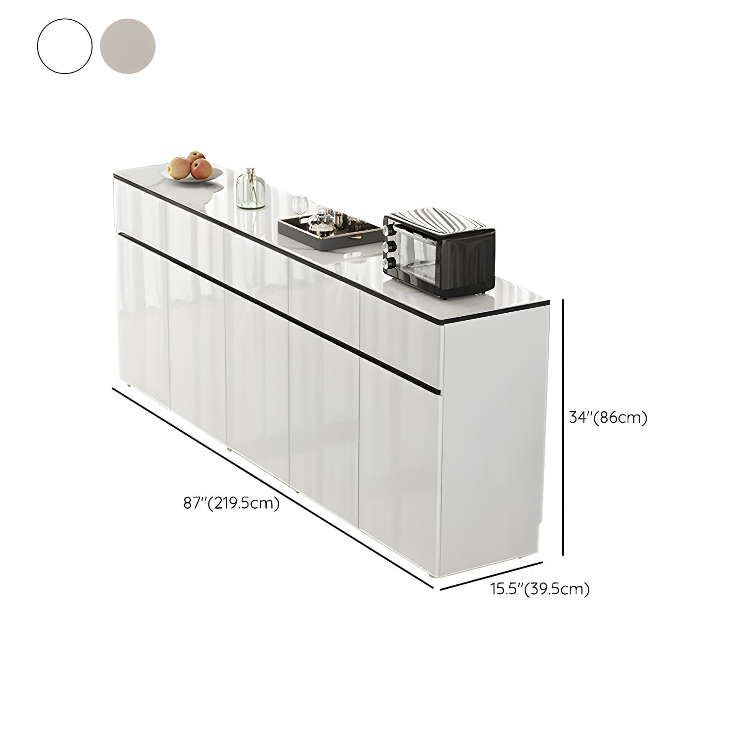 Contemporary Glass Top Sideboard Cabinet with Drawer for Living Room thumbnail 23