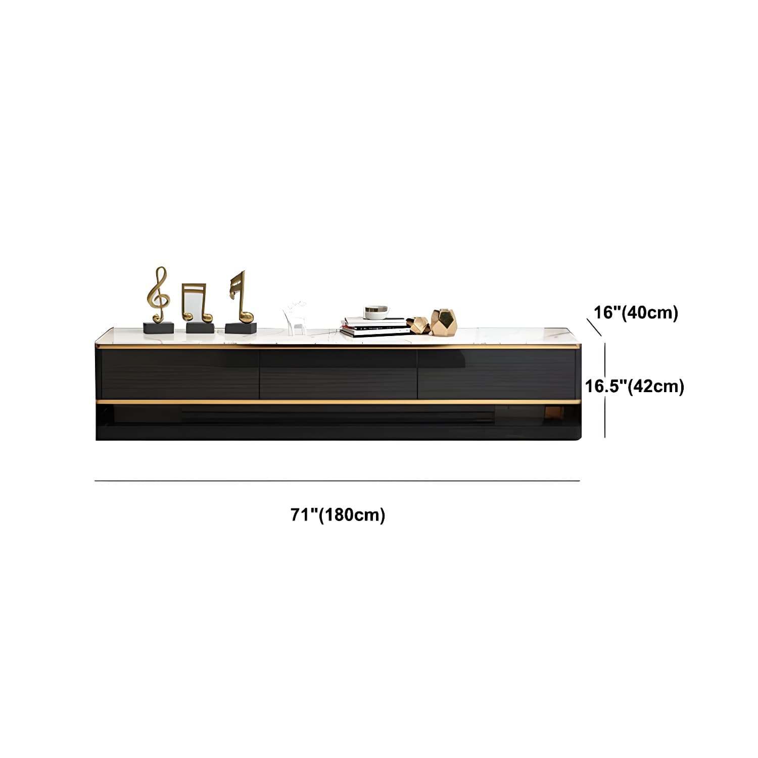 Luxurious 3-Drawer TV Stand Console 16.54-Inch H Glass TV Console thumbnail 12