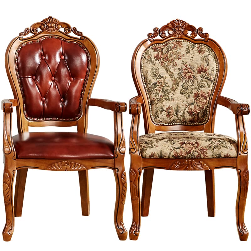 Steady Bordered Leather Upholstered Side Chair/Arm Chair with Wooden Legs and Nailhead Embellishment for Dinette in a Nordic Style thumbnail 10
