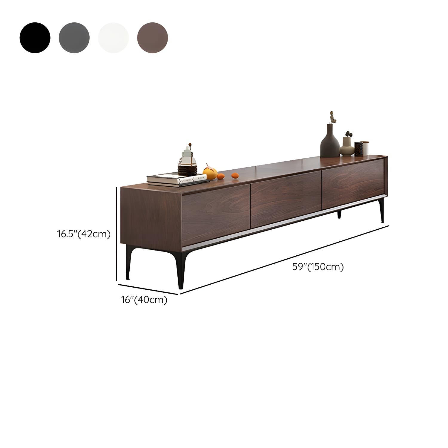 Scandinavian Style Wood TV Stand with Cable Management, Drawers Included - Low Height and With Legs thumbnail 16