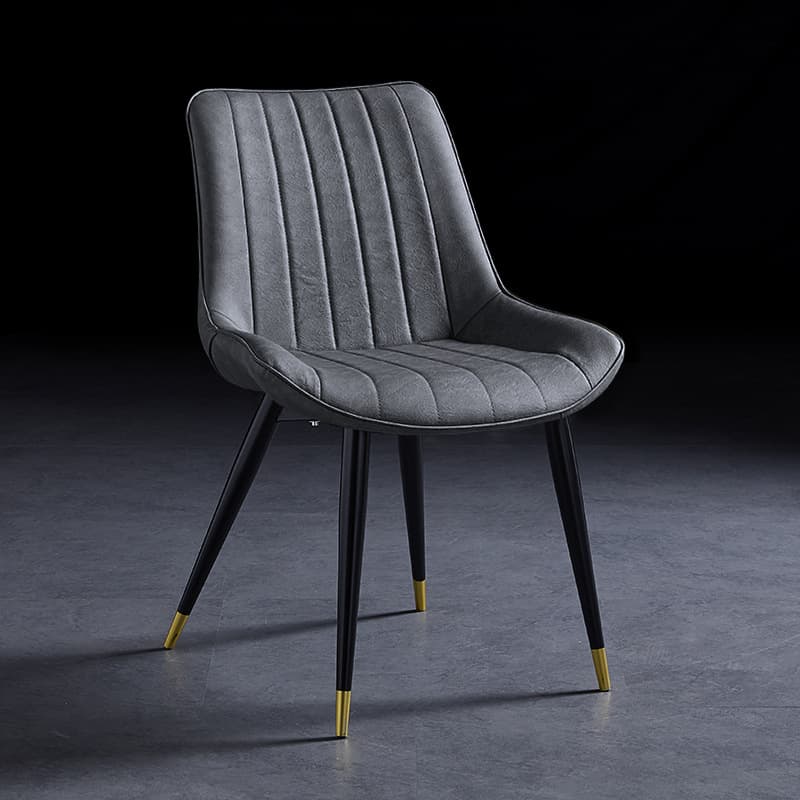 Outlined Faux Leather Upholstered Reliable Side Chair with Metal 4 Legs for Restaurant thumbnail 34