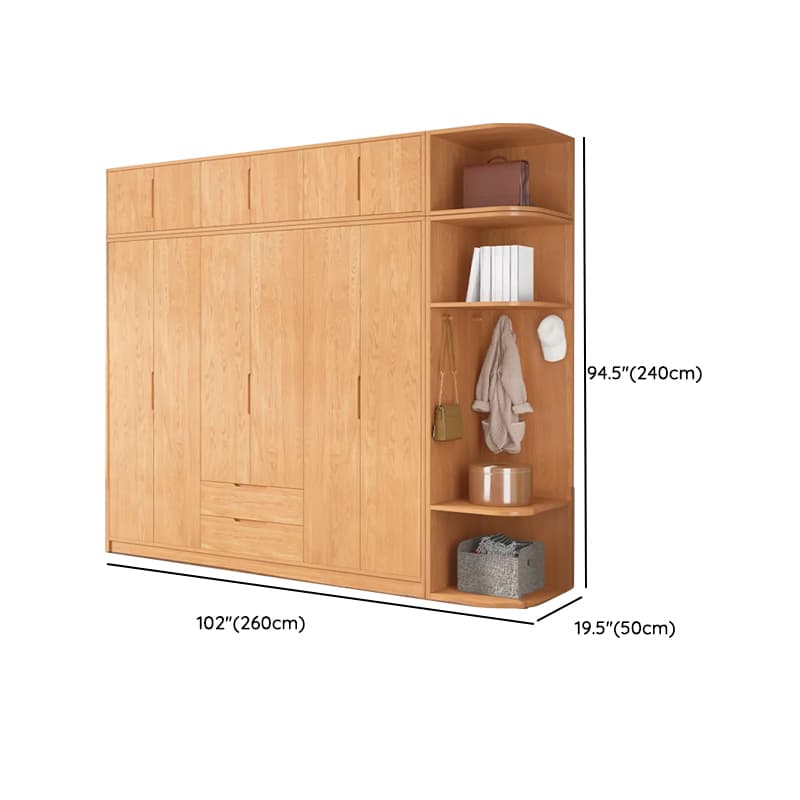 Wood Color Nordic Unfixed Wardrobe Closet thumbnail 55