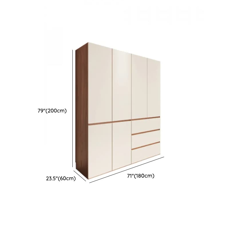 Beige Minimalist Manufactured Wood Wardrobe Closet with Soft Close Drawer, Soft Close Door, Interior Shelves, and Clothing Rod thumbnail 10