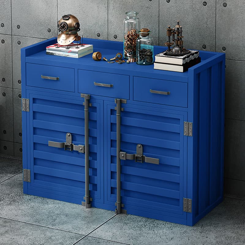 Metal Industrial Sideboard Credenza with Cabinet, Drawers, and Shelves - 40cm Width, 90cm Height